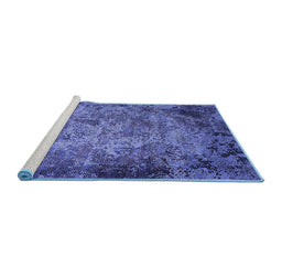 Sideview of Machine Washable Oriental Blue Industrial Rug, wshurb2781blu
