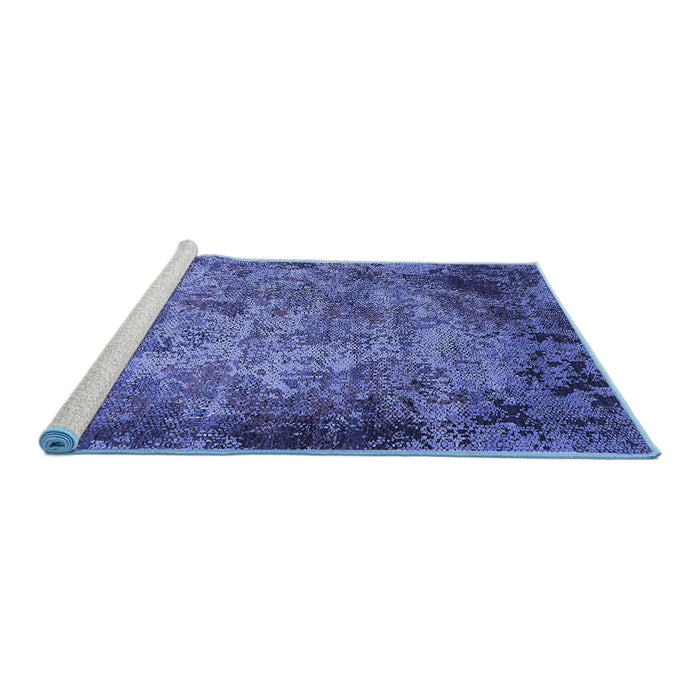Sideview of Machine Washable Oriental Blue Industrial Rug, wshurb2781blu