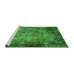 Sideview of Machine Washable Oriental Green Industrial Area Rugs, wshurb2781grn