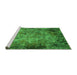 Sideview of Machine Washable Oriental Green Industrial Area Rugs, wshurb2781grn