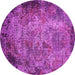 Round Machine Washable Oriental Pink Industrial Rug, wshurb2781pnk