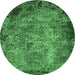 Round Oriental Emerald Green Industrial Rug, urb2781emgrn