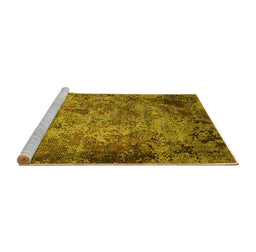 Sideview of Machine Washable Oriental Yellow Industrial Rug, wshurb2781yw