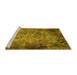 Sideview of Machine Washable Oriental Yellow Industrial Rug, wshurb2781yw