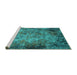 Sideview of Machine Washable Oriental Turquoise Industrial Area Rugs, wshurb2781turq