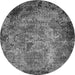 Round Machine Washable Oriental Gray Industrial Rug, wshurb2781gry