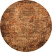 Round Machine Washable Oriental Orange Industrial Area Rugs, wshurb2781org