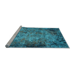 Sideview of Machine Washable Oriental Light Blue Industrial Rug, wshurb2781lblu