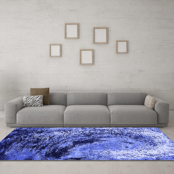 Machine Washable Oriental Blue Industrial Rug in a Living Room, wshurb2782blu
