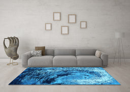 Machine Washable Oriental Light Blue Industrial Rug in a Living Room, wshurb2782lblu