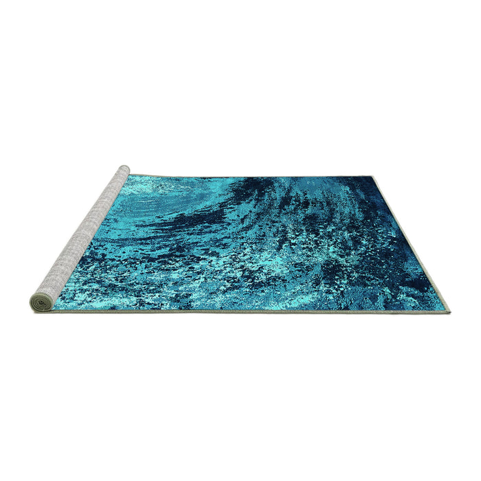 Sideview of Machine Washable Oriental Turquoise Industrial Area Rugs, wshurb2782turq