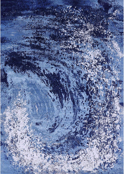 Mid-Century Modern Denim Dark Blue Oriental Rug, urb2782