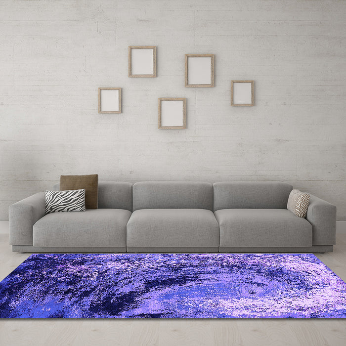 Machine Washable Oriental Purple Industrial Area Rugs in a Living Room, wshurb2782pur
