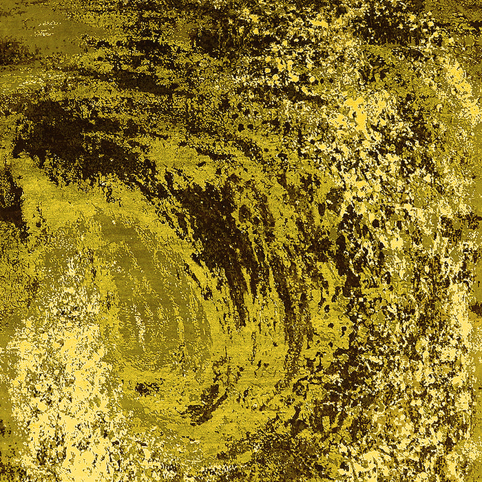 Machine Washable Oriental Yellow Industrial Rug, wshurb2782yw