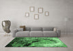 Machine Washable Oriental Emerald Green Industrial Area Rugs in a Living Room,, wshurb2782emgrn