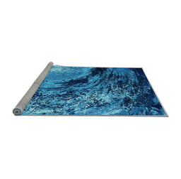 Sideview of Machine Washable Oriental Light Blue Industrial Rug, wshurb2782lblu