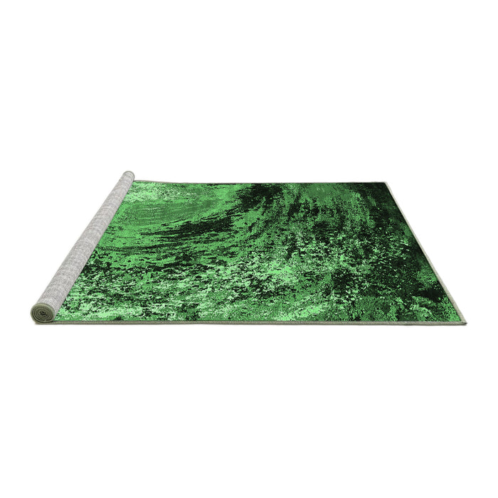 Sideview of Machine Washable Oriental Emerald Green Industrial Area Rugs, wshurb2782emgrn