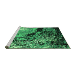 Sideview of Machine Washable Oriental Green Industrial Area Rugs, wshurb2782grn