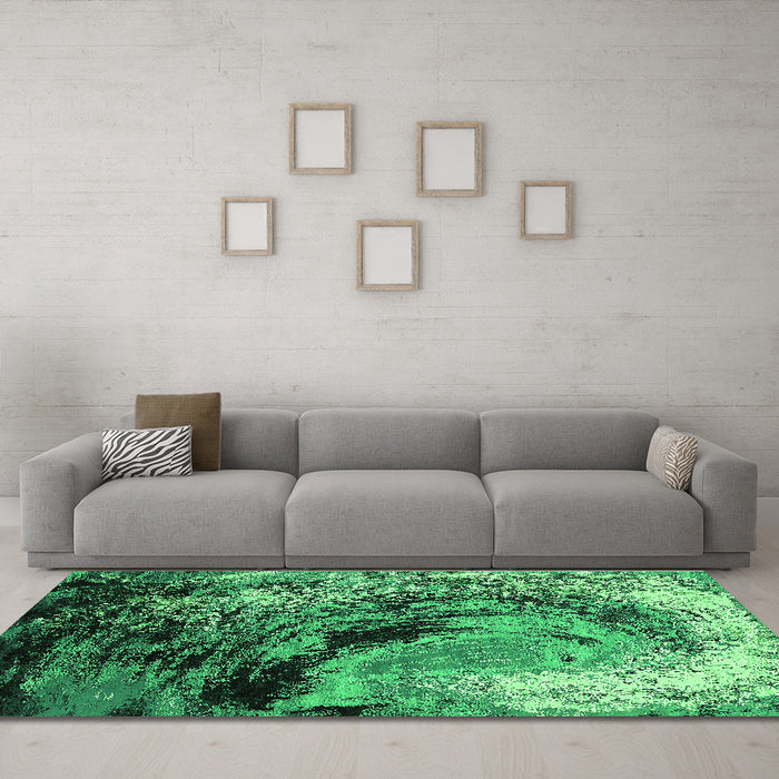 Machine Washable Oriental Green Industrial Area Rugs in a Living Room,, wshurb2782grn