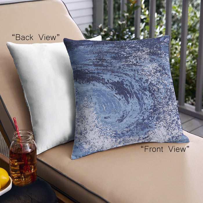 Front View of Mid-Century Modern Urban Square Denim Dark Blue Throw Pillow, 18 inch by 18 inch, pwurb2782