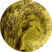 Round Oriental Yellow Industrial Rug, urb2782yw