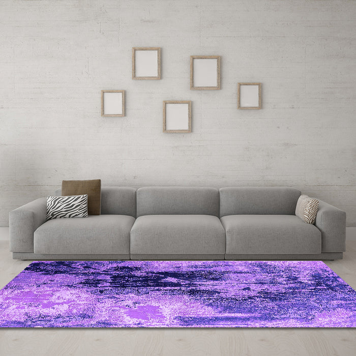 Machine Washable Oriental Purple Industrial Area Rugs in a Living Room, wshurb2783pur