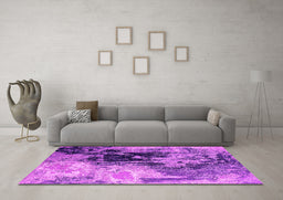 Machine Washable Oriental Pink Industrial Rug in a Living Room, wshurb2783pnk