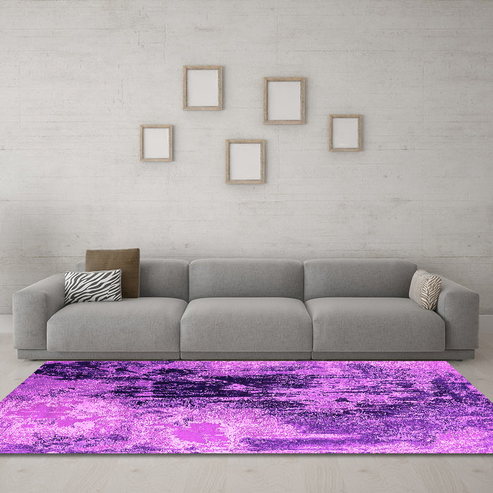Machine Washable Oriental Pink Industrial Rug in a Living Room, wshurb2783pnk