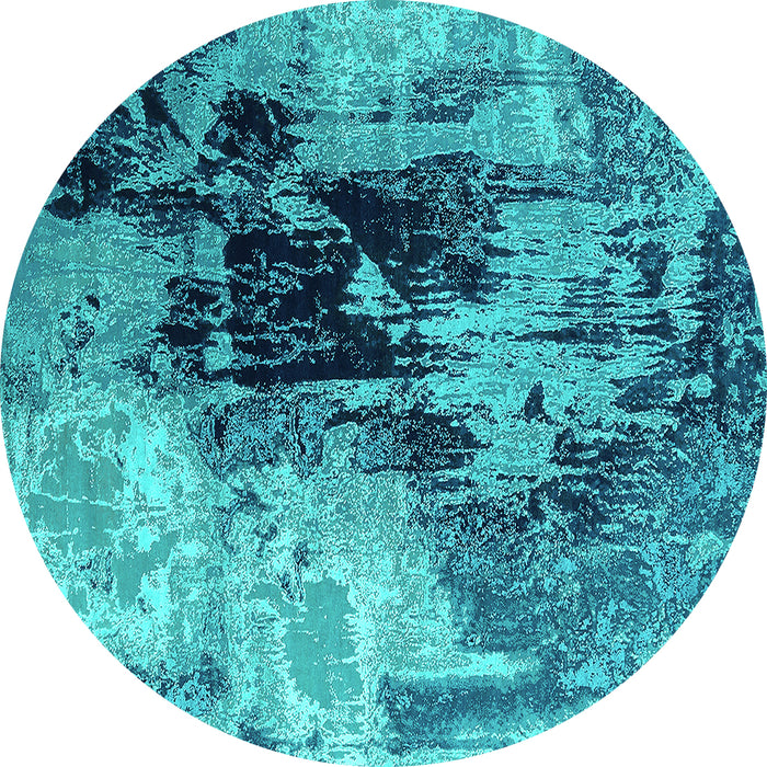 Round Oriental Turquoise Industrial Rug, urb2783turq