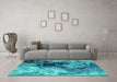 Machine Washable Oriental Turquoise Industrial Area Rugs in a Living Room,, wshurb2783turq