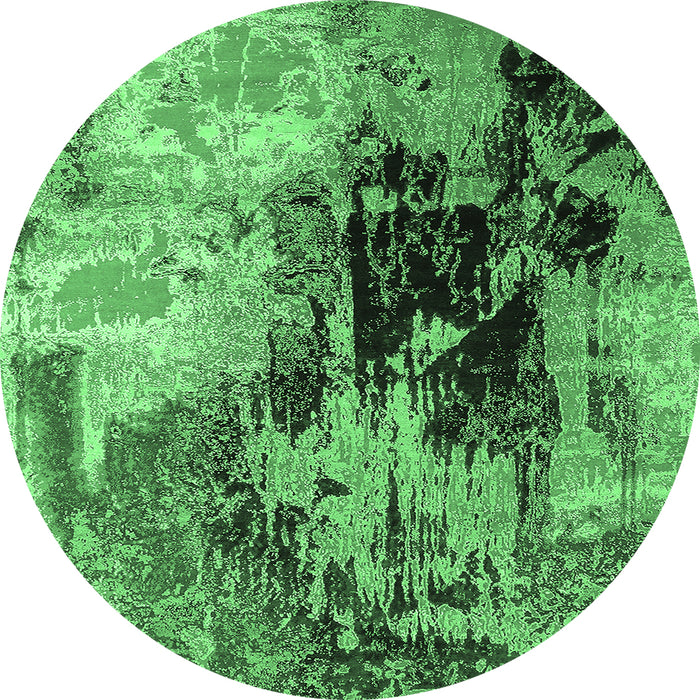 Round Oriental Emerald Green Industrial Rug, urb2783emgrn