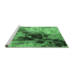 Sideview of Machine Washable Oriental Emerald Green Industrial Area Rugs, wshurb2783emgrn