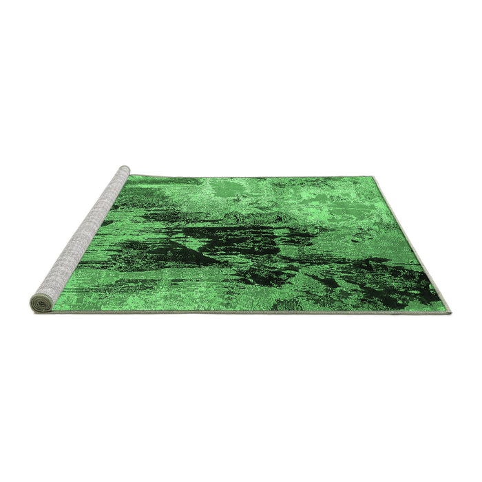 Sideview of Machine Washable Oriental Emerald Green Industrial Area Rugs, wshurb2783emgrn