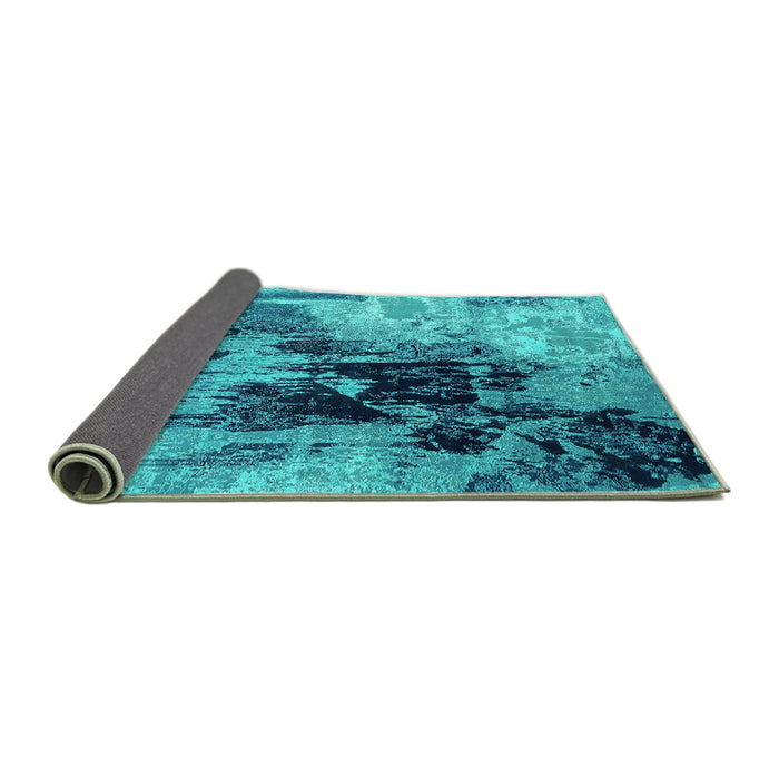 Sideview of Oriental Turquoise Industrial Rug, urb2783turq