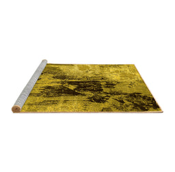 Sideview of Machine Washable Oriental Yellow Industrial Rug, wshurb2783yw