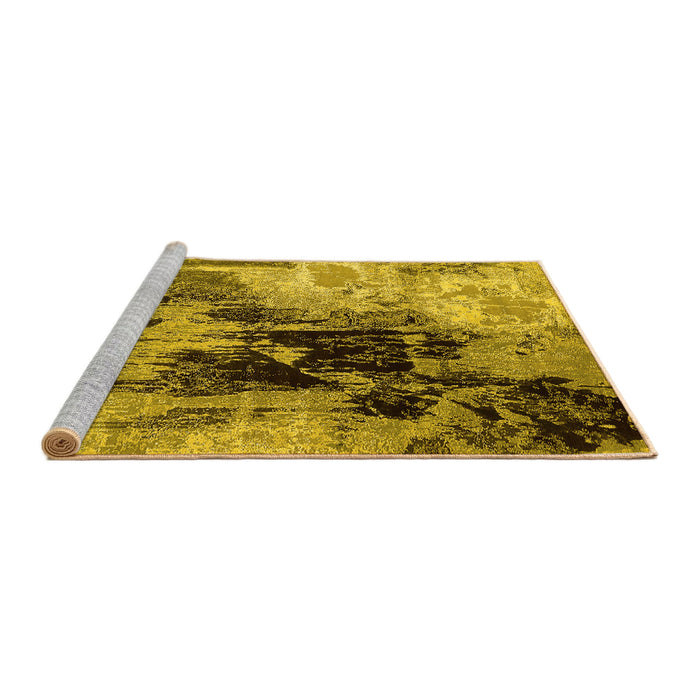 Sideview of Machine Washable Oriental Yellow Industrial Rug, wshurb2783yw