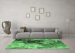 Machine Washable Oriental Emerald Green Industrial Area Rugs in a Living Room,, wshurb2783emgrn