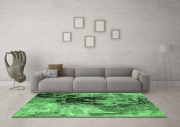 Machine Washable Oriental Emerald Green Industrial Area Rugs in a Living Room,, wshurb2783emgrn