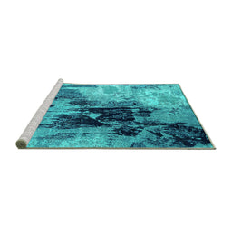 Sideview of Machine Washable Oriental Turquoise Industrial Area Rugs, wshurb2783turq