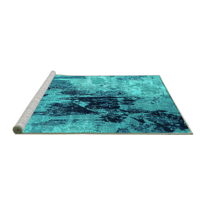 Sideview of Machine Washable Oriental Turquoise Industrial Area Rugs, wshurb2783turq