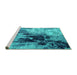 Sideview of Machine Washable Oriental Turquoise Industrial Area Rugs, wshurb2783turq