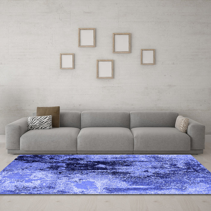 Machine Washable Oriental Blue Industrial Rug in a Living Room, wshurb2783blu