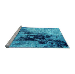 Sideview of Machine Washable Oriental Light Blue Industrial Rug, wshurb2783lblu