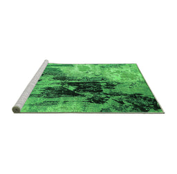 Sideview of Machine Washable Oriental Green Industrial Area Rugs, wshurb2783grn