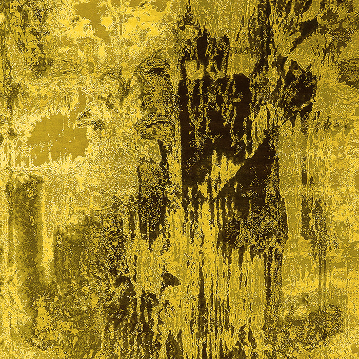 Machine Washable Oriental Yellow Industrial Rug, wshurb2783yw