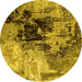 Round Oriental Yellow Industrial Rug, urb2783yw