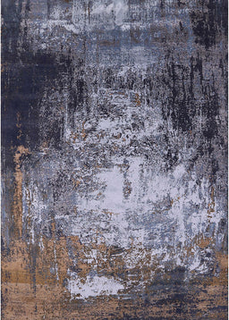 Mid-Century Modern Charcoal Blue Oriental Rug, urb2784