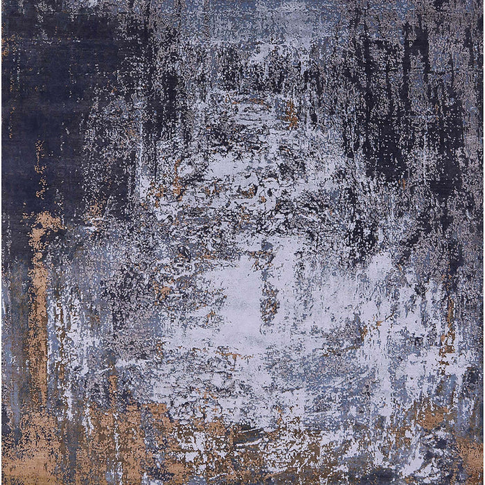 Mid-Century Modern Charcoal Blue Oriental Rug, urb2784