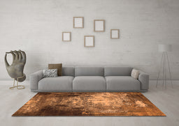Machine Washable Oriental Orange Industrial Area Rugs in a Living Room, wshurb2784org