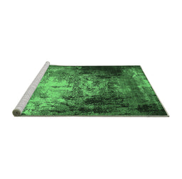 Sideview of Machine Washable Oriental Emerald Green Industrial Area Rugs, wshurb2784emgrn
